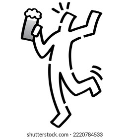 Stickmen toasting with beer. Hand-drawn vector data.