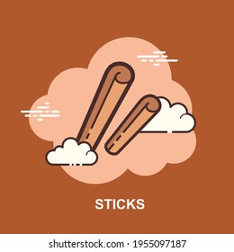 sticks brown color on brown background flat concept design