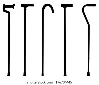 sticks canes for the elderly on a white background