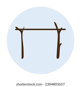 Sticks with knots for hanging the cauldron over the fire at camping