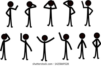 sticks man in for different poses for animation style