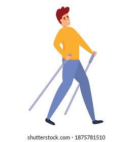 Sticks nordic walking icon. Cartoon of sticks nordic walking vector icon for web design isolated on white background