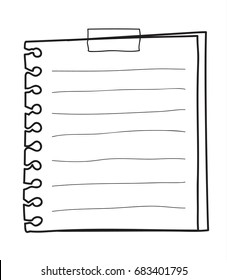 Sticks note paper hand drawn cute line art vector illustration