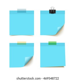 Sticks note paper isolated on white background, realistic vector. Sticky paper, reminders. Office paper