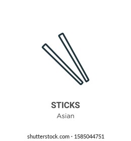 Sticks outline vector icon. Thin line black sticks icon, flat vector simple element illustration from editable asian concept isolated on white background