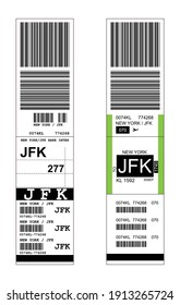 Sticky Baggage Label With JFK New York Airport Sign, Hand Luggage Tag Template 