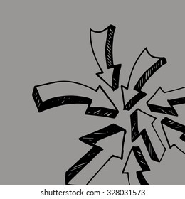 Sticky collection arrows. Vector illustration. Sketch arrow collection for your design. Vector illustration. Arrows and Lines