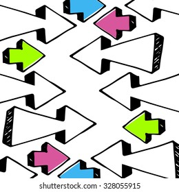 Sticky collection arrows. Vector illustration. Sketch arrow collection for your design. Vector illustration. Arrows and Lines
