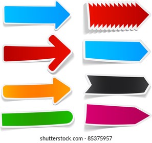 Sticky collection of paper arrows. Vector illustration.