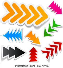 Sticky collection of paper arrows. Vector illustration.