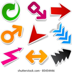 Sticky collection of paper arrows. Vector illustration.