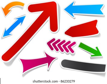 Sticky collection of paper arrows. Vector illustration.