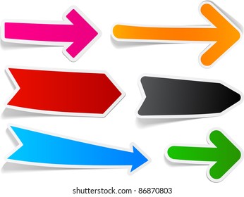 Sticky collection of paper arrows. Vector illustration.