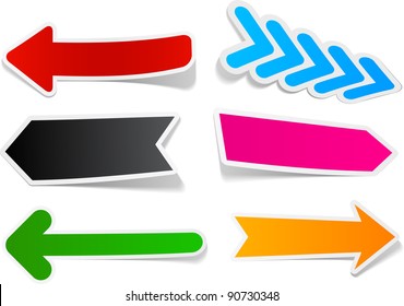 Sticky collection of paper arrows. Vector illustration.