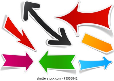 Sticky collection of paper arrows. Vector illustration.