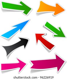 Sticky collection of paper arrows. Vector illustration.