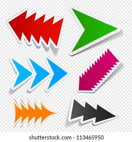 Sticky collection of toothy arrows. Vector EPS10 illustration.