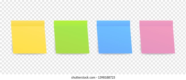 Sticky colored notes. Post note paper. Vector stock illustration.