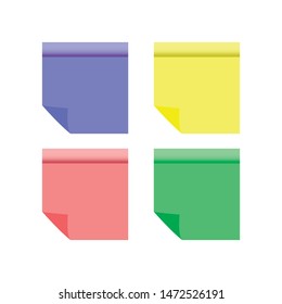 Sticky colored notes. Post note paper. Vector. Illustration
