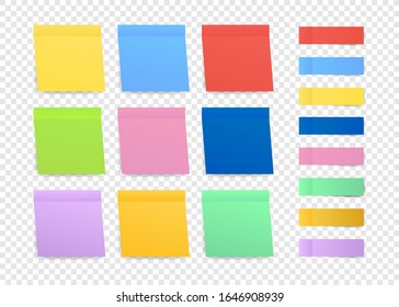 Sticky colored notes. Post note paper. Vector illustration.