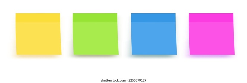 Sticky colored notes. Post note paper. Vector