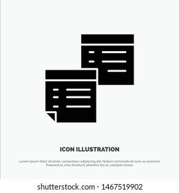 Sticky, Files, Note, Notes, Office, Pages, Paper solid Glyph Icon vector. Vector Icon Template background
