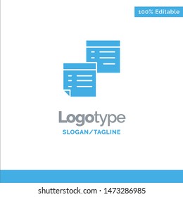 Sticky, Files, Note, Notes, Office, Pages, Paper Blue Solid Logo Template. Place for Tagline