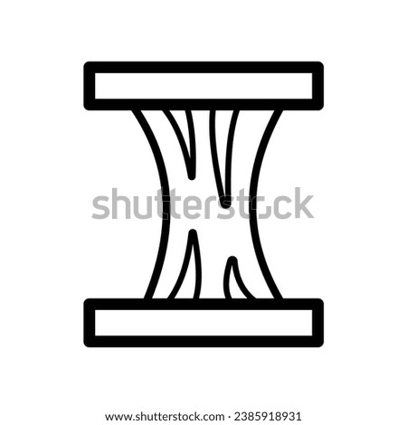 Sticky glue between two paper or plank or object vector icon black outline isolated on square white background. Simple flat cartoon art styled drawing.