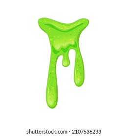 Sticky green dripping slime. Viscous liquid. Vector cartoon illustration.