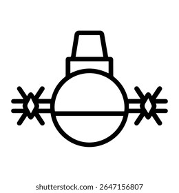 Vector pegajoso del icono de la línea de la granada en el fondo blanco 
Icono de la pistola de Vector sobre fondo blanco