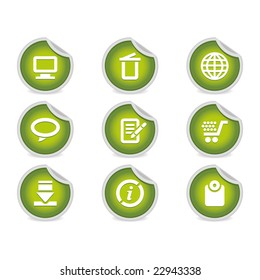 Sticky Icons - Website & Internet #2 | Green. A set of 9 vector icons (EPS), illustrator 8+ compatible.