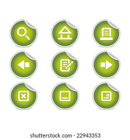 Sticky Icons - Website Navigation | Green. A set of 9 vector icons (EPS), illustrator 8+ compatible.