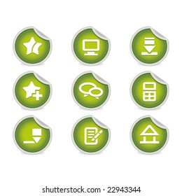 Sticky Icons - Websites & Blogs | Green. A set of 9 vector icons (EPS), illustrator 8+ compatible.