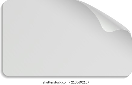 Sticky label with curled corner. Blank paper mockup