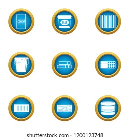 Sticky mass icons set. Flat set of 9 sticky mass vector icons for web isolated on white background