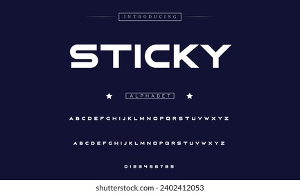 Sticky Modern Bold Font. Sans Serif Font. Regular Italic Uppercase Lowercase Typography urban style alphabet fonts for fashion, sport, technology, digital, movie, logo design, vector illustration