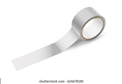 Sticky Narrow Packing Tape. Office Tool And Stuff. Vector Illustration Of White Adhesive Tape Roll For Work And Repair. Scotch