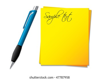 Sticky note with ballpen