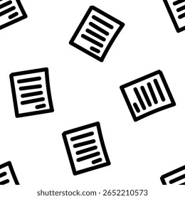 Nota pegajosa patrón sin fisuras doodle blanco y negro. Ilustración dibujada a mano para pegatina, postal, Fondo de pantalla, mural, tela, impresiones, etc