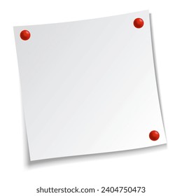 Sticky note. Blank note paper sheet. Information reminder. Notepad or memo message, paper sheet. Vector illustration