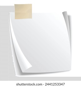 Sticky note. Blank note paper sheet. Information reminder. Notepad or memo message, paper sheet. Vector illustration