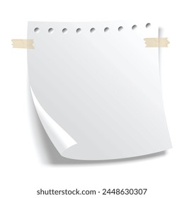 Sticky note. Blank note paper sheet. Information reminder. Notepad or memo message, paper sheet. Vector illustration