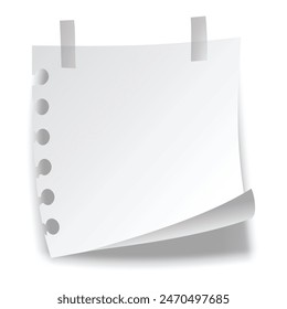 Sticky note. Blank note paper sheet. Information reminder. Notepad or memo message, paper sheet. Vector illustration