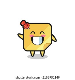 sticky note cartoon character doing wave hand gesture , cute style design for t shirt, sticker, logo element