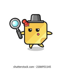 sticky note cartoon character searching with a magnifying glass , cute style design for t shirt, sticker, logo element