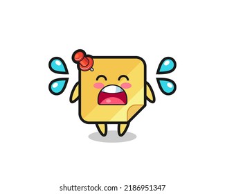 sticky note cartoon illustration with crying gesture , cute style design for t shirt, sticker, logo element