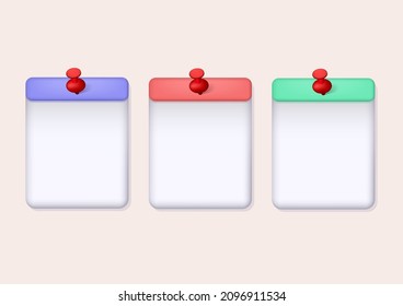 colección de notas pegajosas en estilo 3d