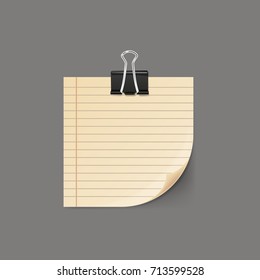Sticky note with curled corner isolated on background. Vector illustration.