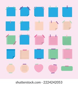 paquetes de ilustraciones de color plano con notas adhesivas