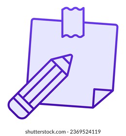 Sticky note flat icon. Paper sticker blue icons in trendy flat style. Notepaper and pencil gradient style design, designed for web and app. Eps 10